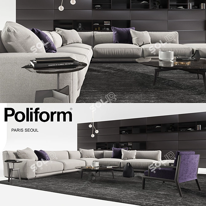 Poliform Paris Set: Stylish Furniture & Decor 3D model image 3