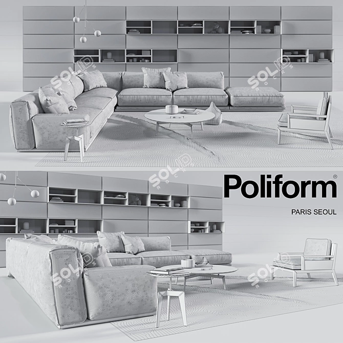 Poliform Paris Set: Stylish Furniture & Decor 3D model image 1