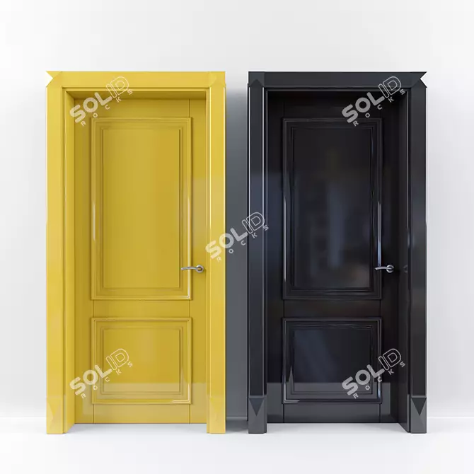 Sleek Yellow Black Door 3D model image 1