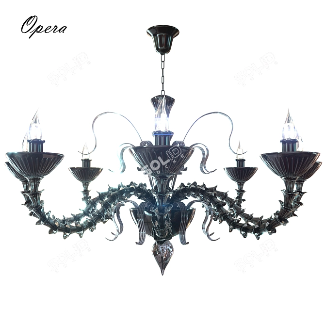 Elegant Black Glass Chandelier 3D model image 1