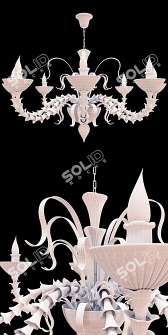 Elegant Black Glass Chandelier 3D model image 3