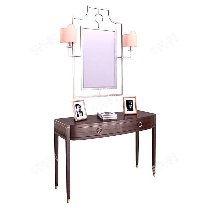 Elegant Vanity Set with Illuminated Mirror 3D model image 1