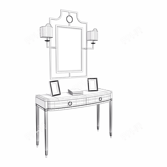 Elegant Vanity Set with Illuminated Mirror 3D model image 2