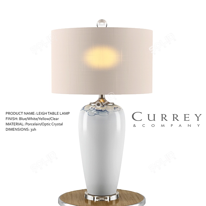 Elegant Leigh Table Lamp: Porcelain & Crystal 3D model image 1