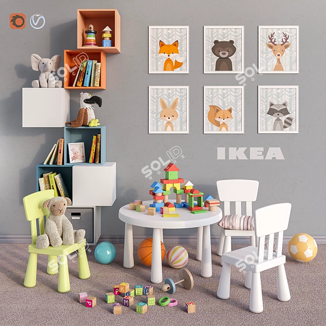 Modular IKEA EKET Wall Cabinet Set 3D model image 1