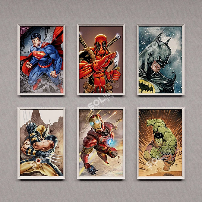 Dynamic Superheroes Wall Art - Marvel & DC Comics | 25 Pieces 3D model image 1