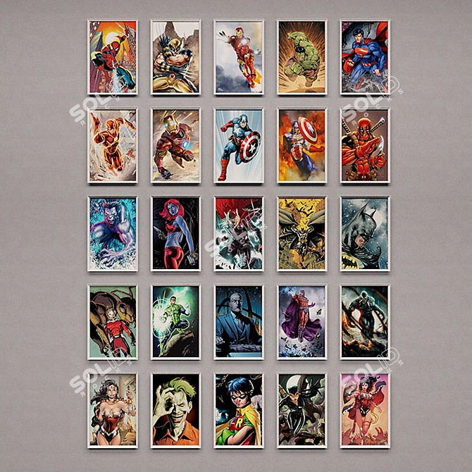 Dynamic Superheroes Wall Art - Marvel & DC Comics | 25 Pieces 3D model image 2