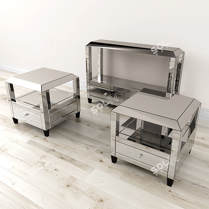 Elegant Mirrored Console: Montreal Collection 3D model image 1