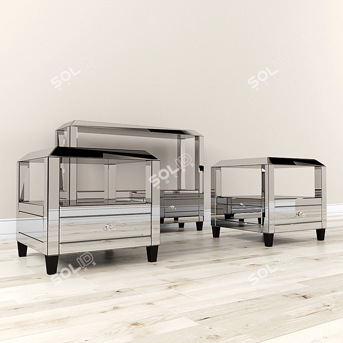 Elegant Mirrored Console: Montreal Collection 3D model image 2