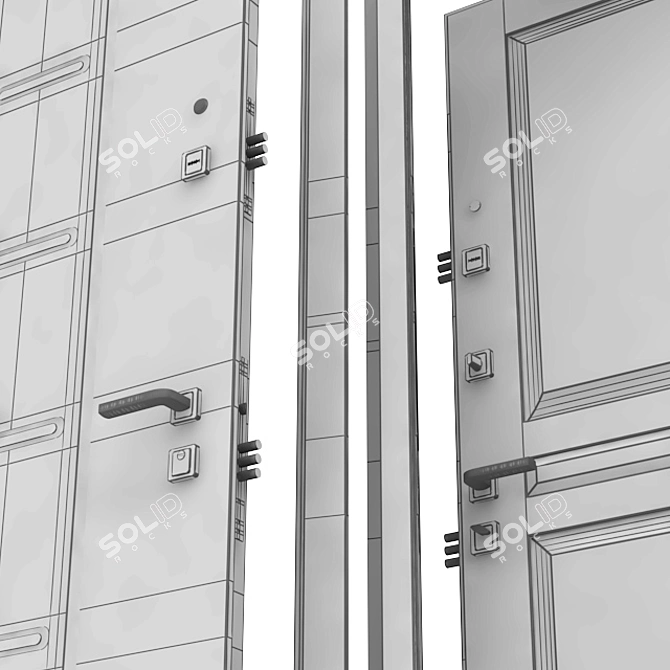 Varna Oak Panel Steel Door 3D model image 3