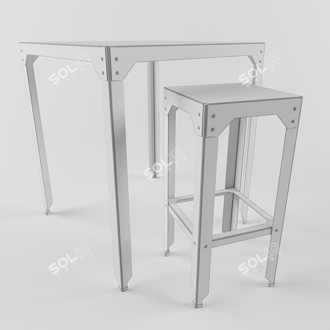 Elevate Ensemble: Table Haute + Tabouret Haut 3D model image 2