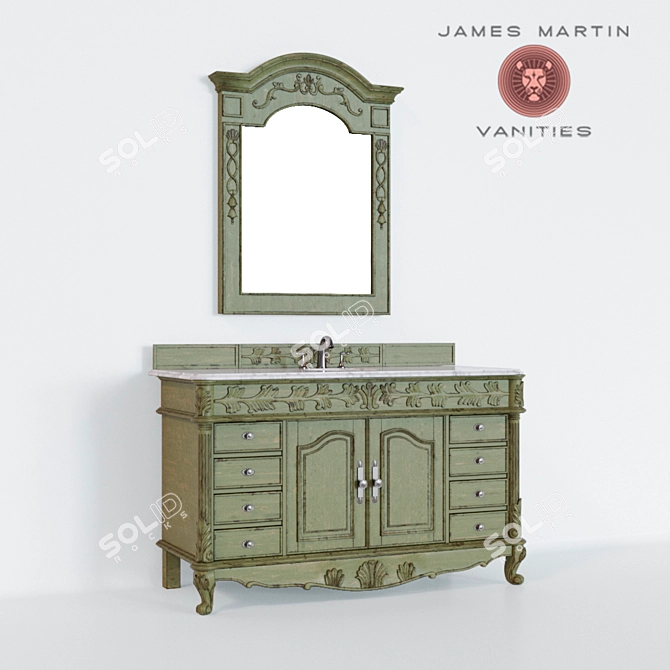 Elegant St. James 60" Vanity 3D model image 1