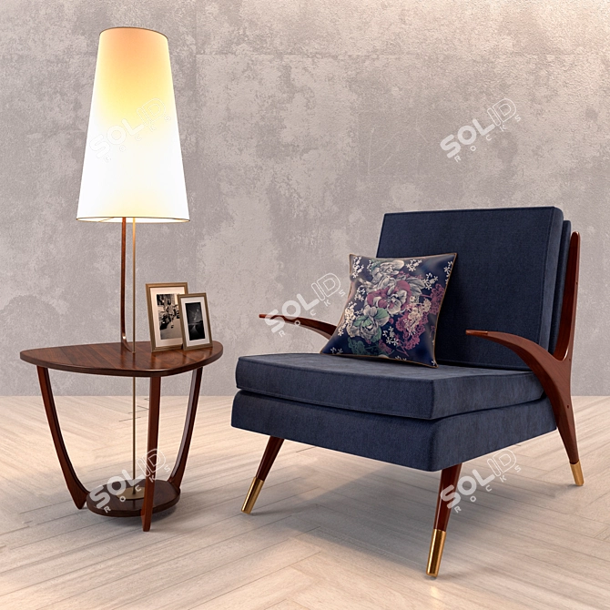 70s Retro Style Sofa & Chair Set 3D model image 2