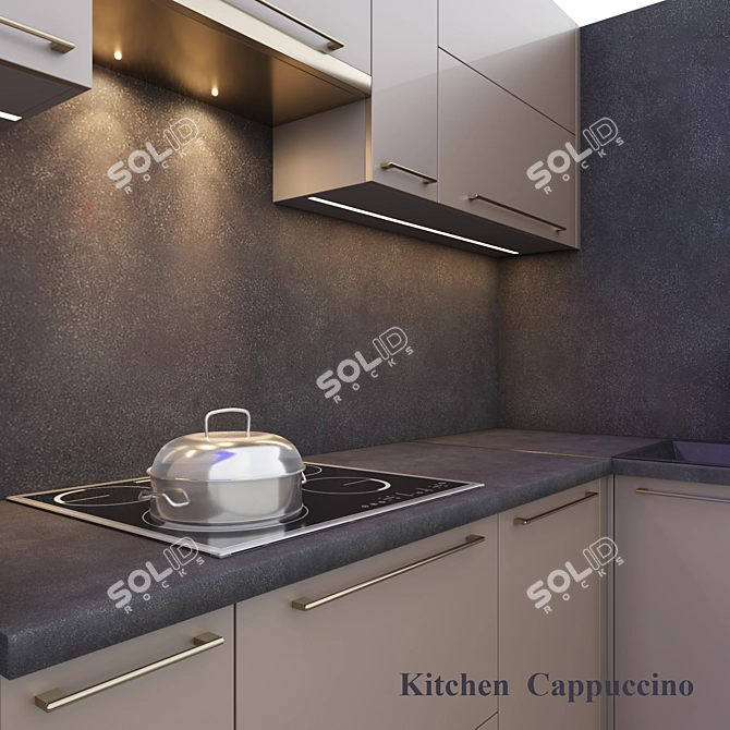 Sleek Cappuccino Kitchen 3D model image 3