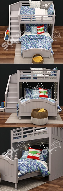 Catalina Loft Bed & Twin Set: Space-Saving Solution 3D model image 2