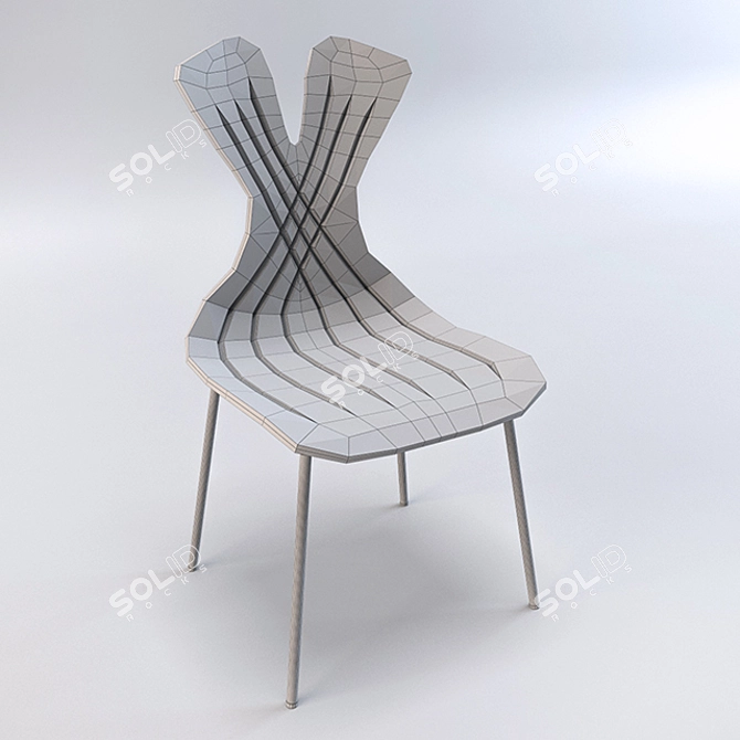 Sleek Stackable Rabbit Chair 3D model image 3