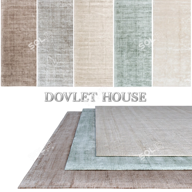 DOVLET HOUSE Silk Carpets Set (5 Pieces) 3D model image 1