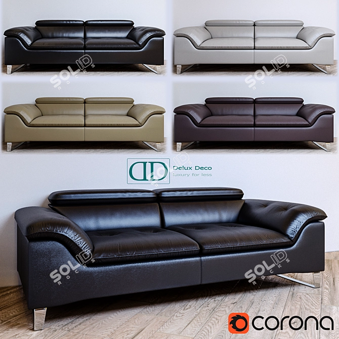 Luxurious Visso Leather Sofa 3D model image 1