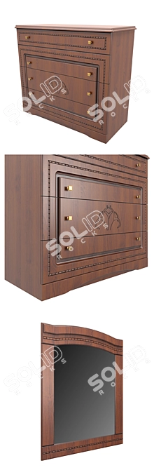 Classic Cherry Dresser Set 3D model image 2