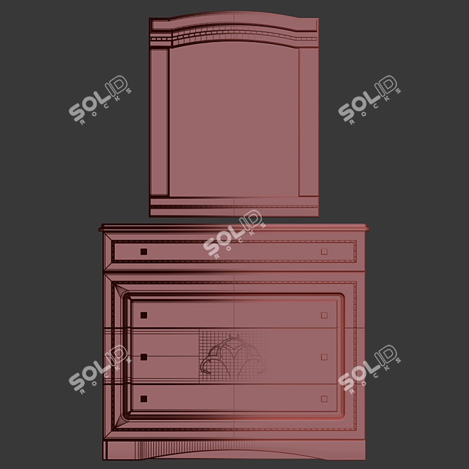 Classic Cherry Dresser Set 3D model image 3