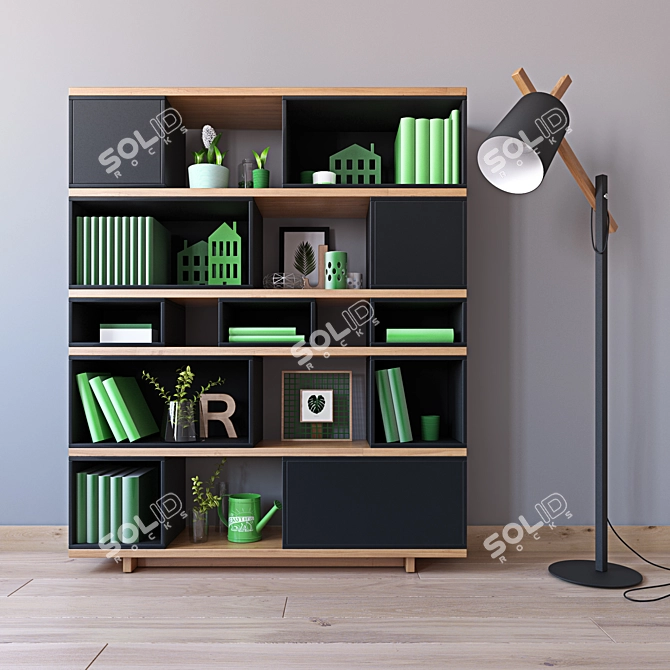 VOX Balance and Muse. Stylish Black Shelving Units. 3D model image 1