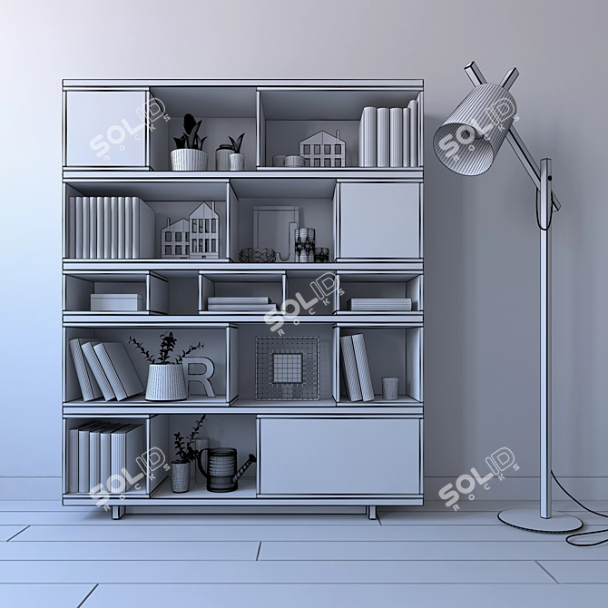 VOX Balance and Muse. Stylish Black Shelving Units. 3D model image 2