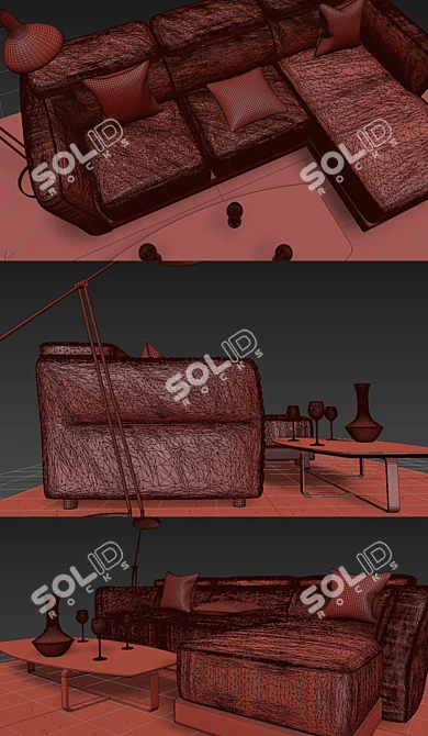 Sleek Natuzzi Notturno Sofa 3D model image 3