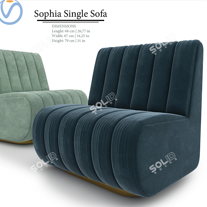Sophia Velvet Single Sofa: Mid-century Modern Design 3D model image 1