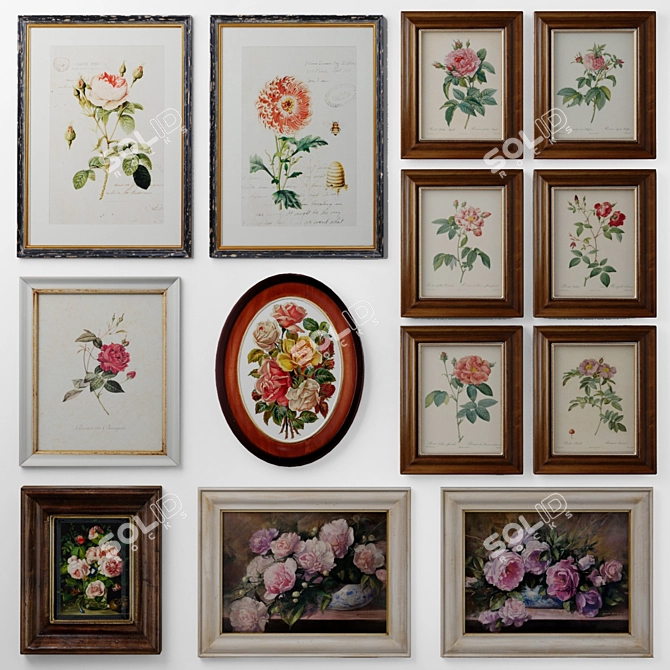 Rose Enchantment: Classic Set of Floral Art 3D model image 1