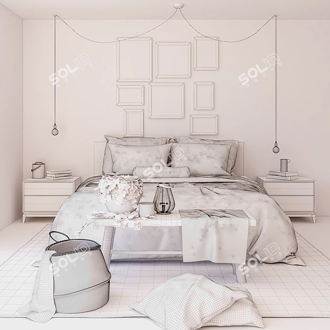 Elegant Bedroom Collection for Vray Render 3D model image 2