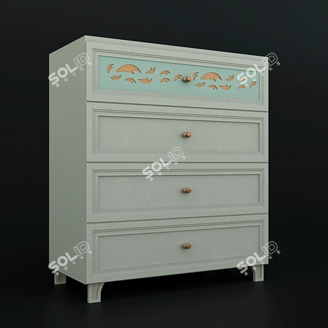 Elegant Twist Chest of Drawers 3D model image 1