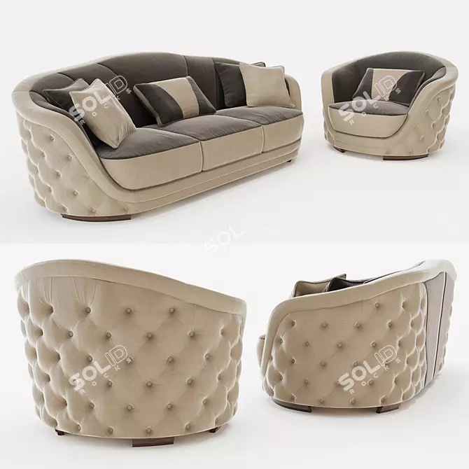 Luxury Upholstered Bedding Set 3D model image 1