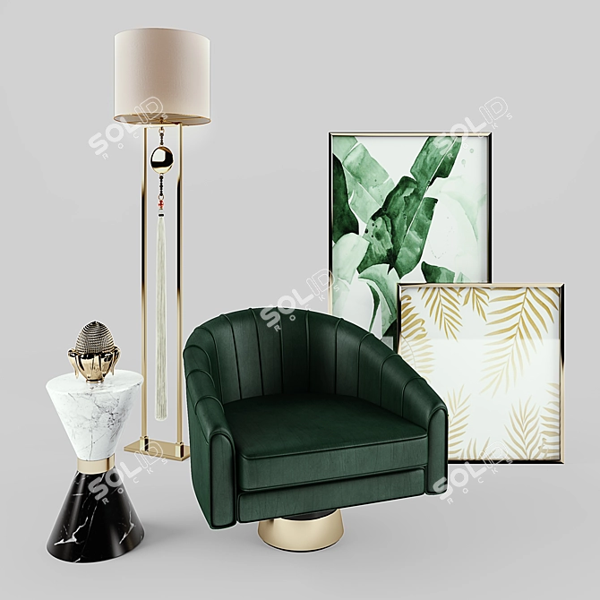 Elegant Bogarde Armchair Set 3D model image 1