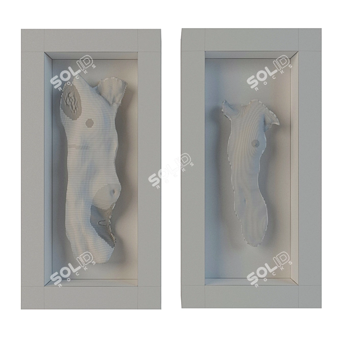 Silver Metal Woman and Man Panel 3D model image 2