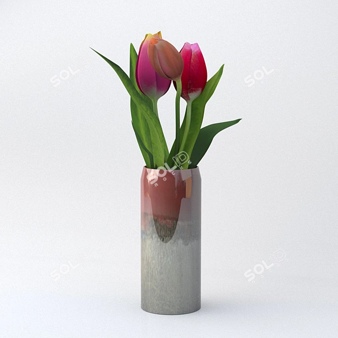 Elegant Tulip Invaze Vase 3D model image 1