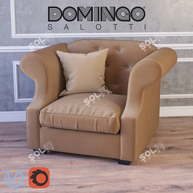 Classic Armchair Benjamin by Domingo 3D model image 1