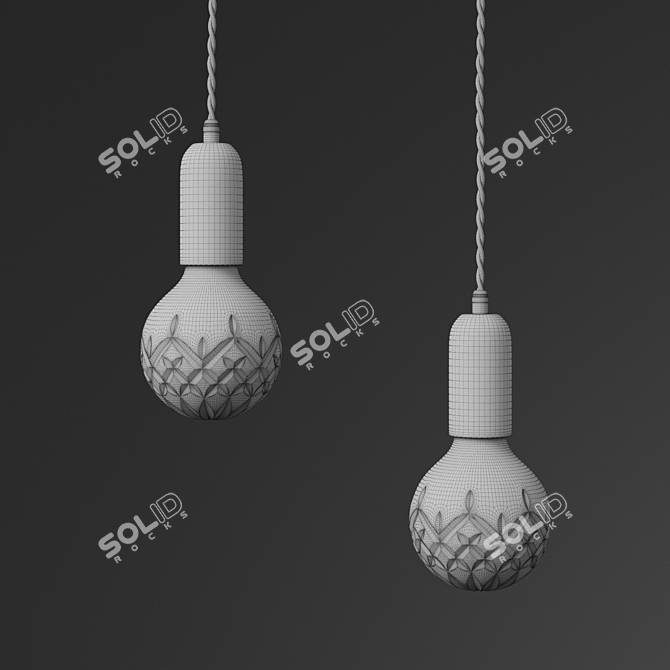 Elegant Crystal Bulb Pendant 3D model image 2