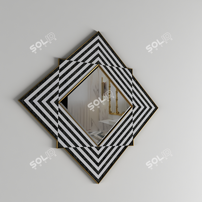 Title: Reflective Elegance Wall Mirror 3D model image 2