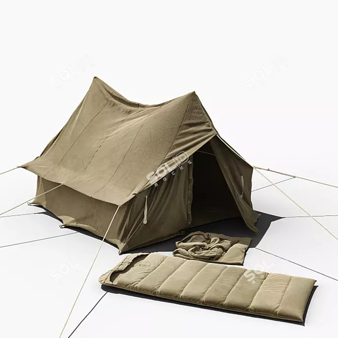 Title: Vintage Camping Tent 3D model image 1