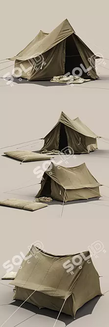 Title: Vintage Camping Tent 3D model image 2