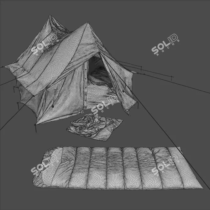 Title: Vintage Camping Tent 3D model image 3