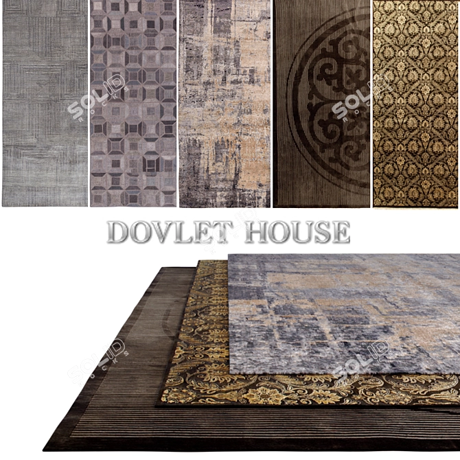 DOVLET HOUSE 5-Piece Carpets Set - Exquisite Collection (Part 63) 3D model image 1