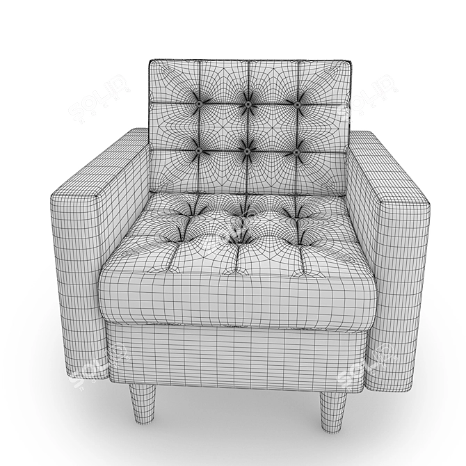 Regal Tufted Armchair 3D model image 3
