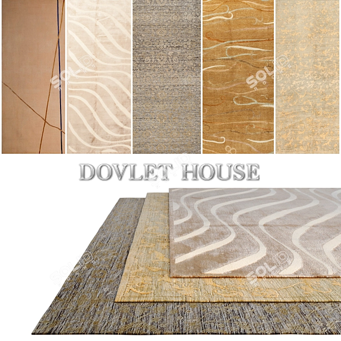 DOVLET HOUSE Carpets Set (66) - 5 Pieces 3D model image 1