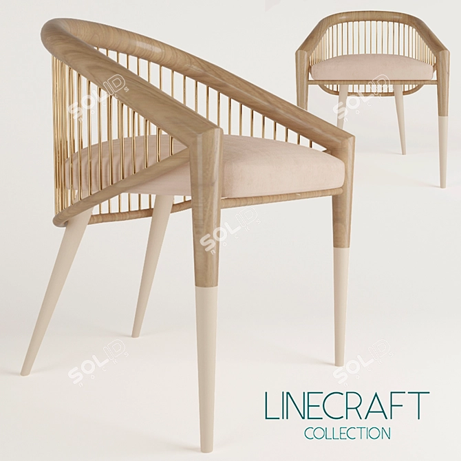 Luxury Velvet Oak Chair 3D model image 1