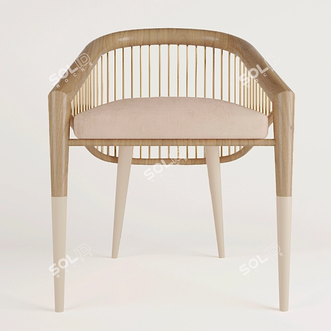 Luxury Velvet Oak Chair 3D model image 2