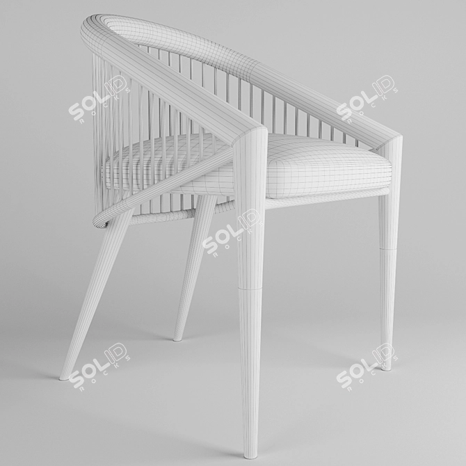 Luxury Velvet Oak Chair 3D model image 3