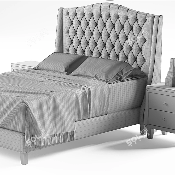 Luxury Tufted Bed by Scarlett 3D model image 2