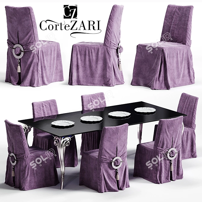 ZARI Chair & ANTARES Table Set 3D model image 1