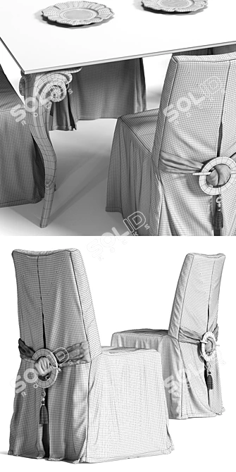 ZARI Chair & ANTARES Table Set 3D model image 3